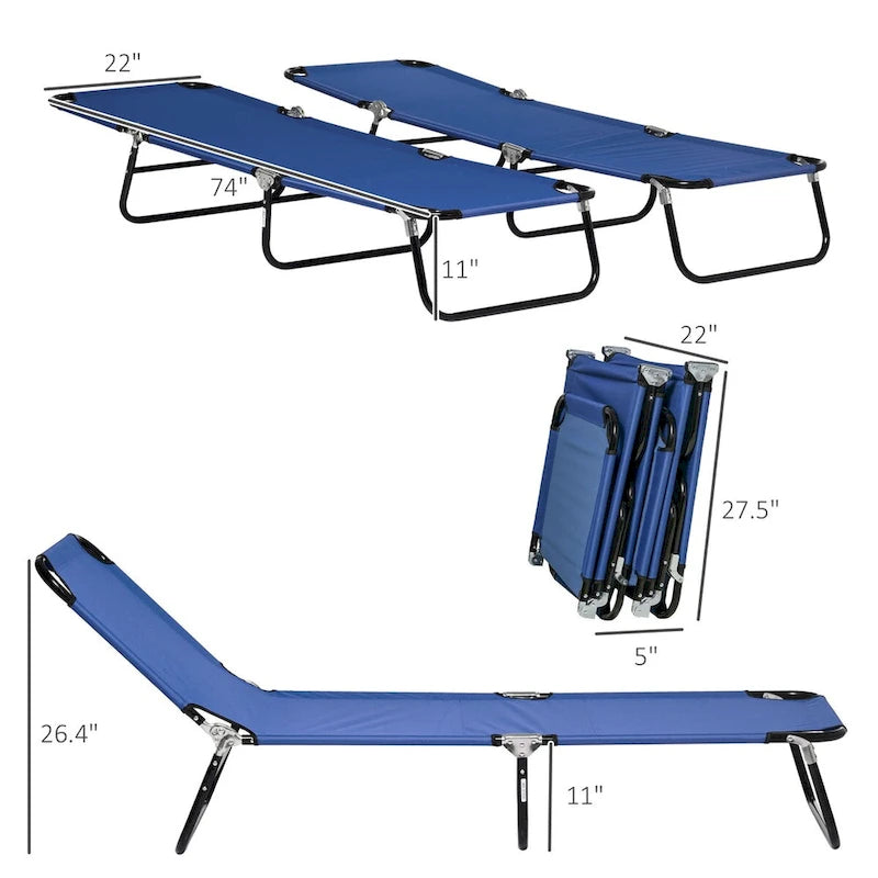 Chaises longues pliantes de piscine (2 pièces) avec dossier inclinable à 5 positions