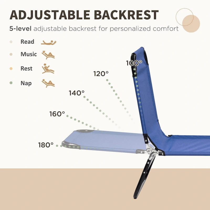 Chaises longues pliantes de piscine (2 pièces) avec dossier inclinable à 5 positions