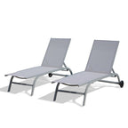 5 chaises longues d'extérieur réglables en aluminium avec roulettes (lot de 2) - Non disponible