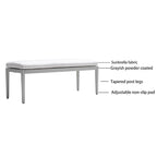 Ensemble de salle à manger d'extérieur 6 pièces en aluminium blanc mat avec coussins grisâtres et trou pour parasol