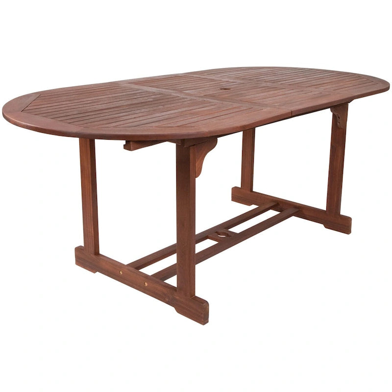 Table de salle à manger ovale pliante d'extérieur en bois d'acacia