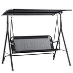 Balançoire de patio en métal noir pour 2 personnes, 172 cm (67,75 po), avec auvent inclinable réglable