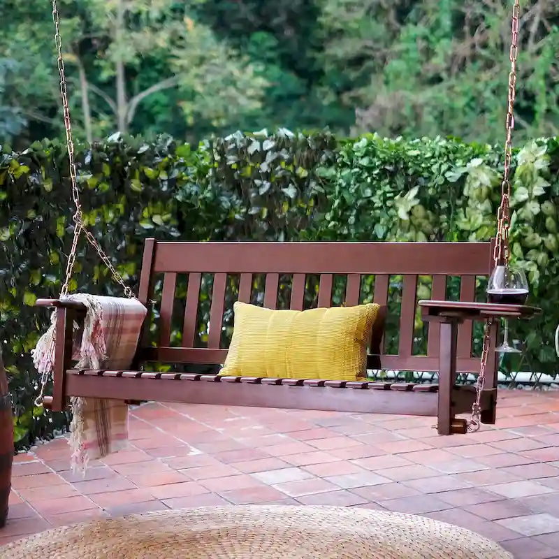 Balançoire de porche Cambridge Casual Alston traditionnelle en bois d'acajou