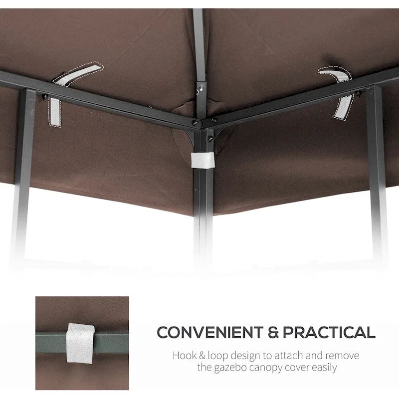 Toit de rechange double pour gazebo de patio extérieur 10 x 10 pi (3 x 3 m) uniquement