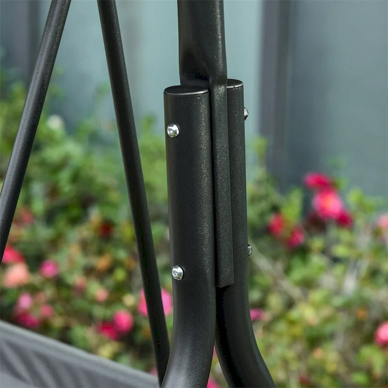 Balançoire de porche Outsunny avec support, balançoire d'extérieur avec auvent inclinable réglable