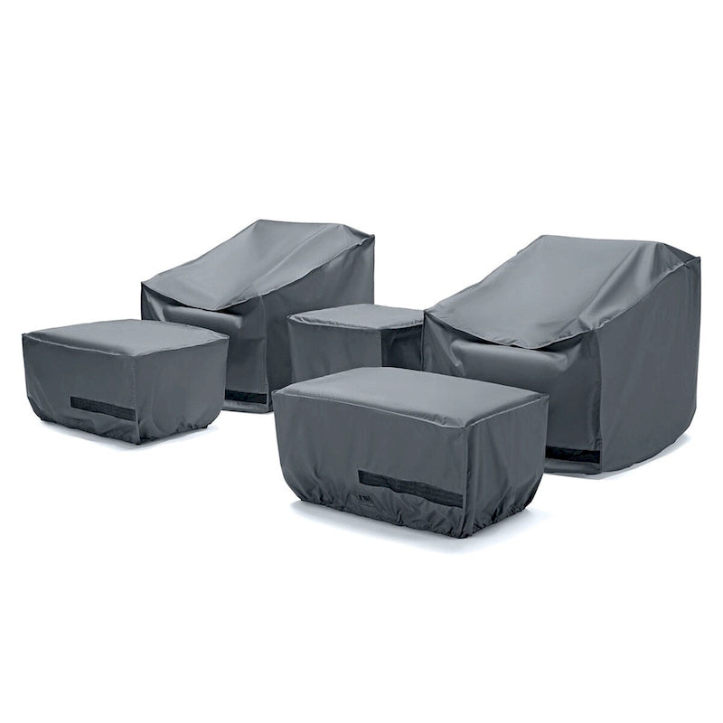 Milea 5 Piece Polyester Outdoor Patio Motion Club Chair Deluxe Furniture Cover - Grey