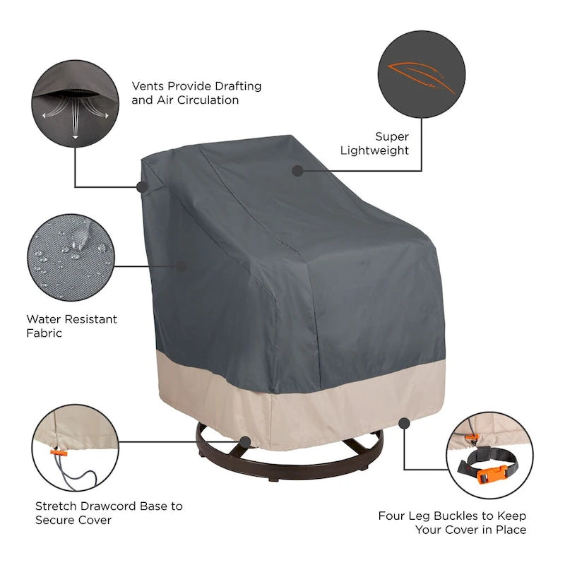 Housse de fauteuil pivotant de jardin Modern Leisure Renaissance Ultralite, lot de 2, 95 cm (L) x 99,7 cm (l) x 97,8 cm (H), grise