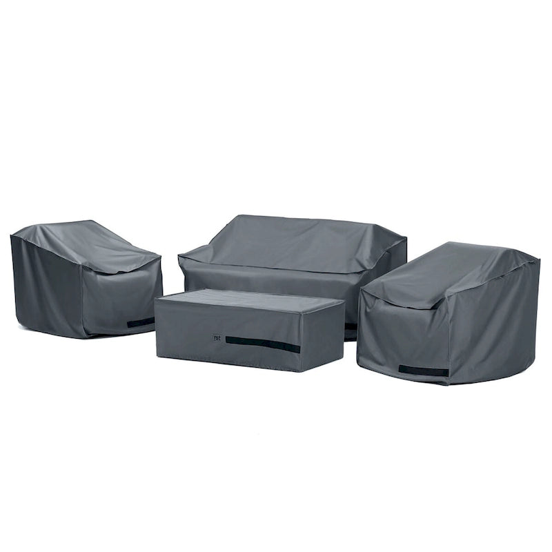 Portofino Affinity 4 Piece Polyester Outdoor Patio Loveseat Group Deluxe Furniture Covers - Grey