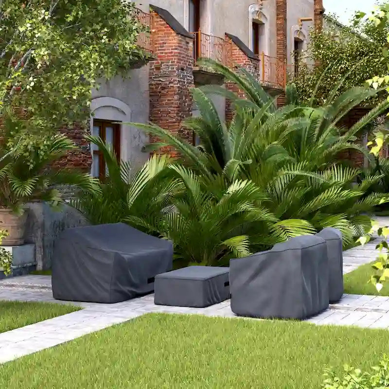 Housses de luxe pour canapé d'extérieur Portofino Affinity 4 pièces en polyester - Gris