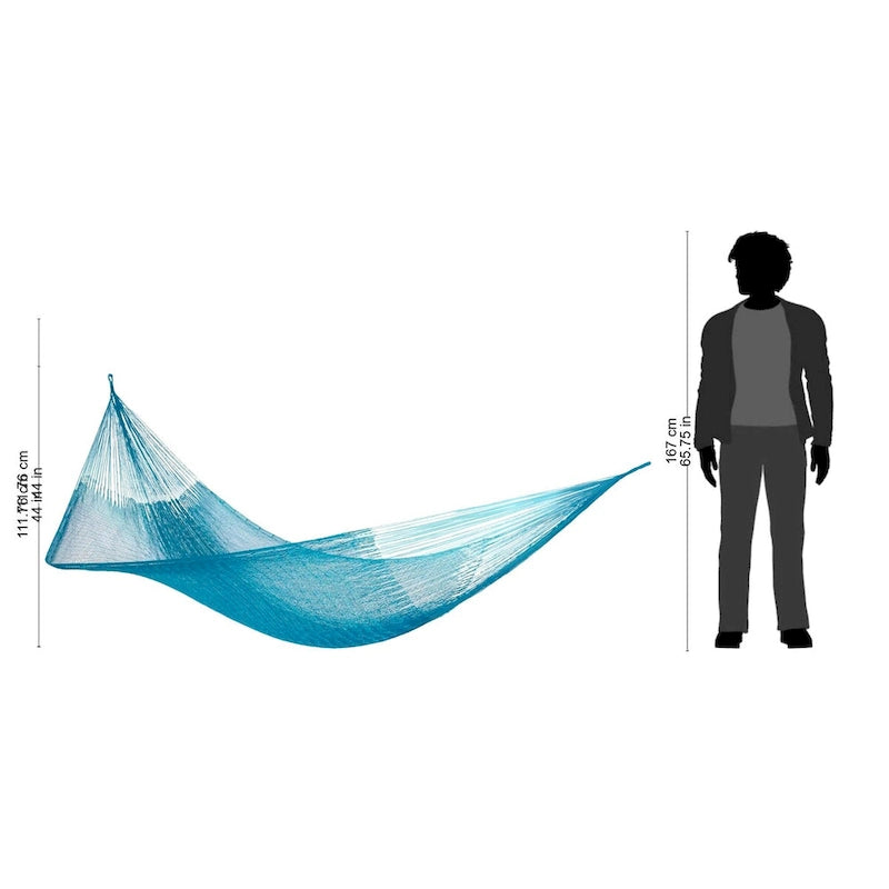 Hamac en corde de nylon, 'Teal Haven' - Simple (Mexique)