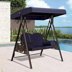 Balancelle extérieure de luxe PURPLE LEAF bleu marine avec structure en acier résistant aux intempéries, coussins et oreiller inclus