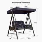 Balancelle extérieure de luxe PURPLE LEAF bleu marine avec structure en acier résistant aux intempéries, coussins et oreiller inclus