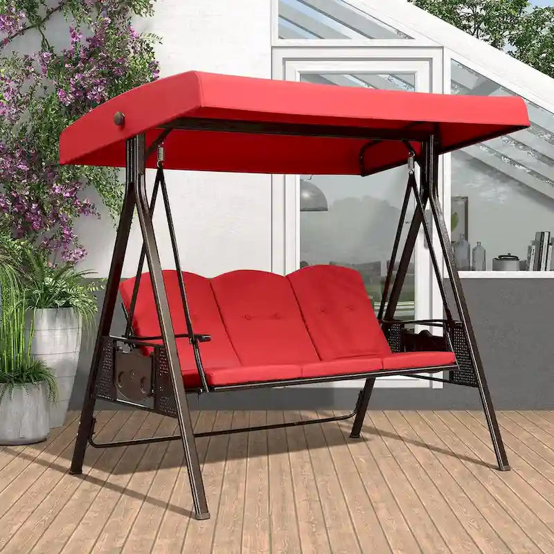 Balancelle de terrasse/porche d'extérieur PURPLE LEAF Terra Red Deluxe avec structure en acier résistant aux intempéries, coussins et oreiller inclus