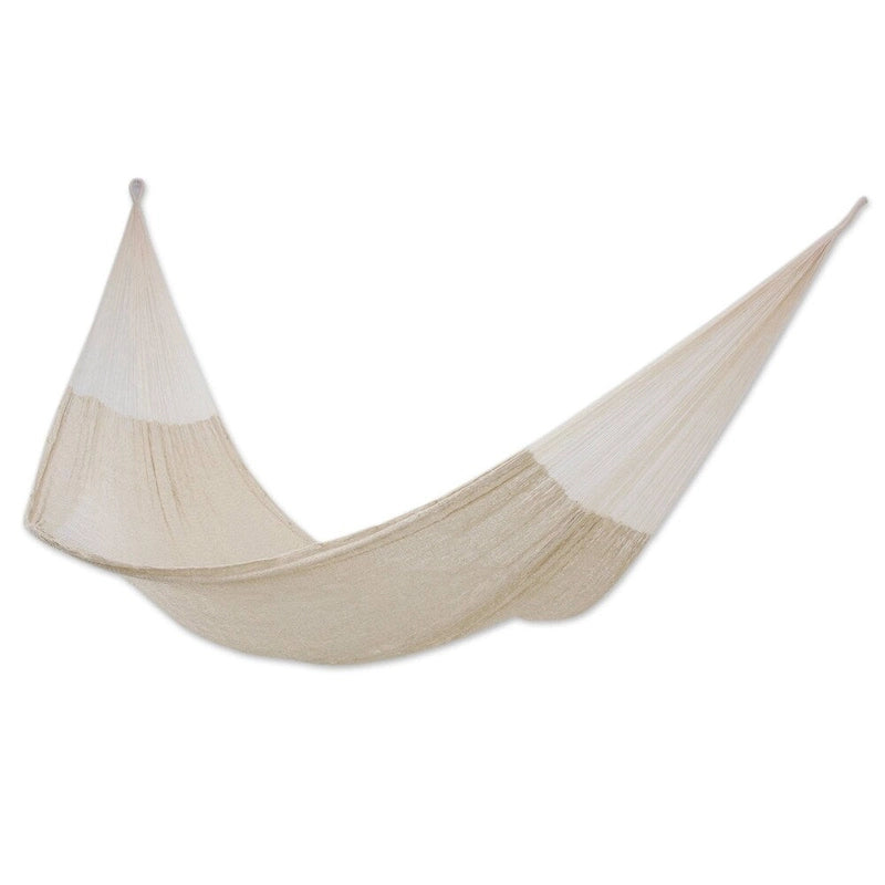 NOVICA Handmade Nylon Knotted Rope Double Hammock (Mexico)