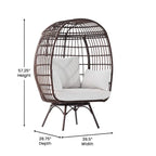 Fauteuil lounge pivotant en résine tressée, usage intérieur/extérieur, avec 4 coussins