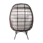 Fauteuil lounge pivotant en résine tressée, usage intérieur/extérieur, avec 4 coussins