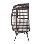 Fauteuil lounge pivotant en résine tressée, usage intérieur/extérieur, avec 4 coussins