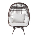 Fauteuil lounge pivotant en résine tressée, usage intérieur/extérieur, avec 4 coussins