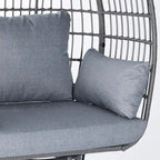 Fauteuil lounge pivotant en résine tressée, usage intérieur/extérieur, avec 4 coussins