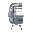 Fauteuil lounge pivotant en résine tressée, usage intérieur/extérieur, avec 4 coussins