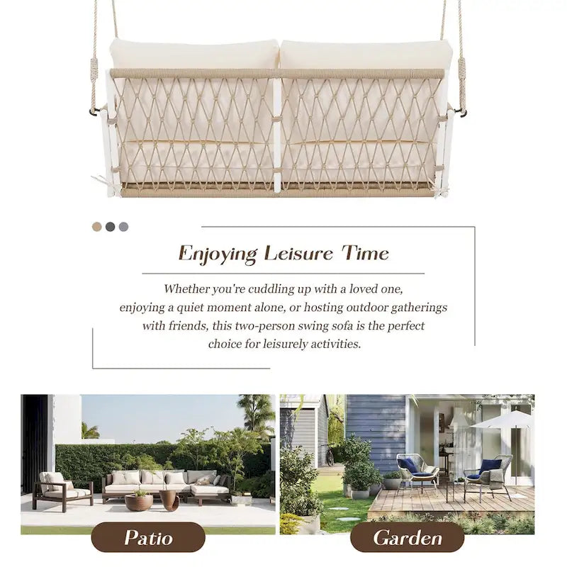 Canapé-balancelle d'extérieur monobloc en corde tressée