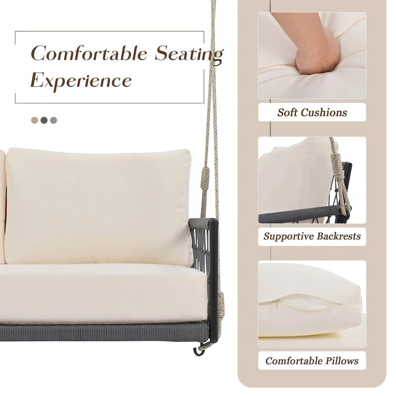 Canapé-balancelle d'extérieur monobloc en corde tressée