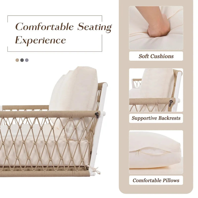 Canapé-balancelle d'extérieur monobloc en corde tressée