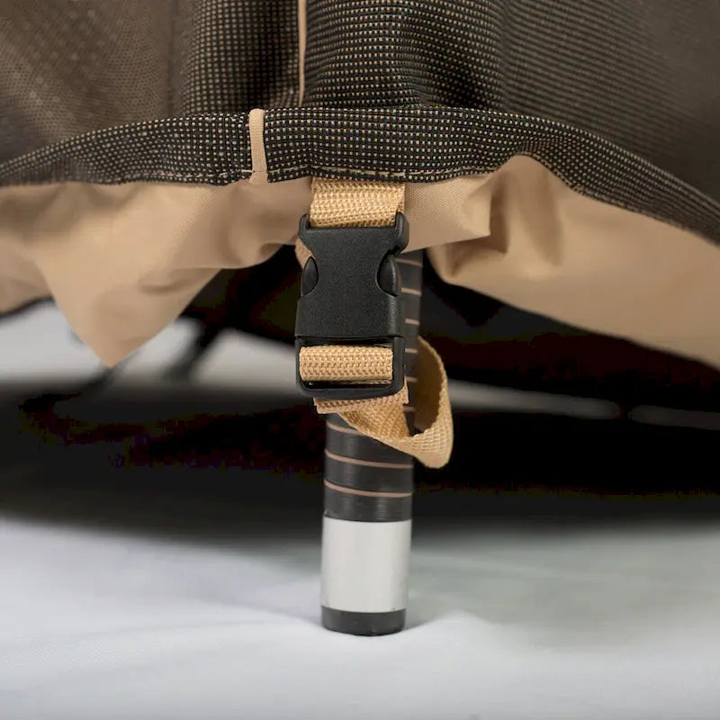 Housse pour foyer extérieur Budge StormBlock Hillside Noir et Beige - 91 cm de diamètre x 38 cm de profondeur