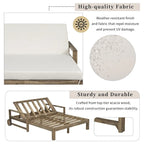 Lit de jour d'extérieur en bois monobloc avec coussins en tissu