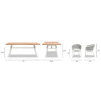 Ensemble de salle à manger de patio Rowan 7 pièces 6 places en aluminium et teck