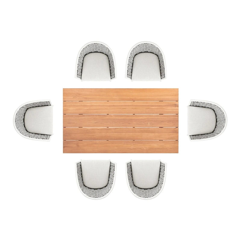 Ensemble de salle à manger de patio Rowan 7 pièces 6 places en aluminium et teck