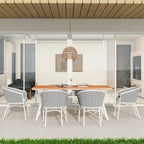 Ensemble de salle à manger de patio Rowan 7 pièces 6 places en aluminium et teck