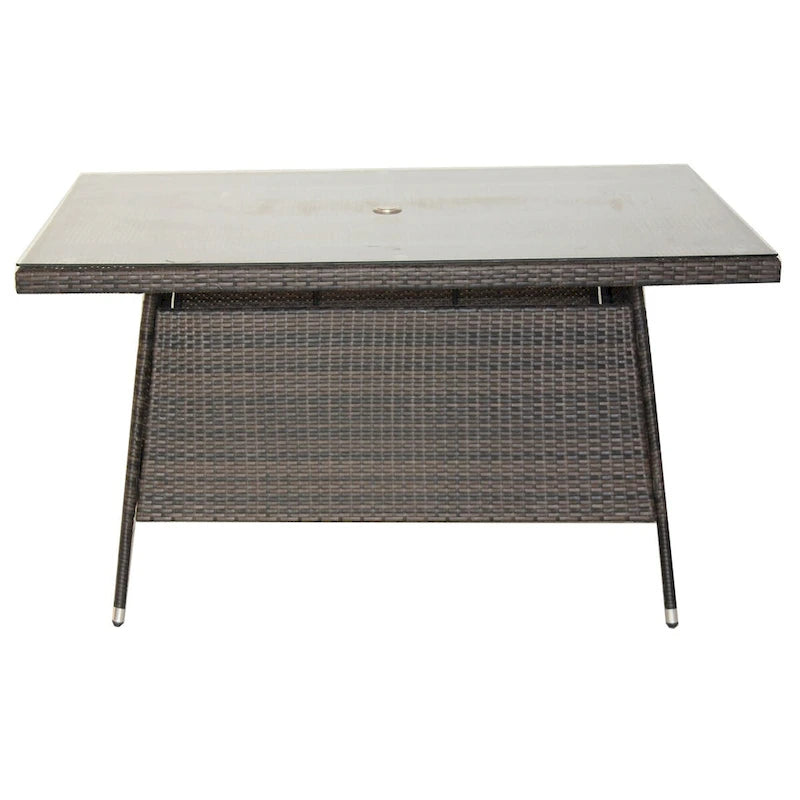 Outdoor Patio Dining Table with Clear Tempered Glass