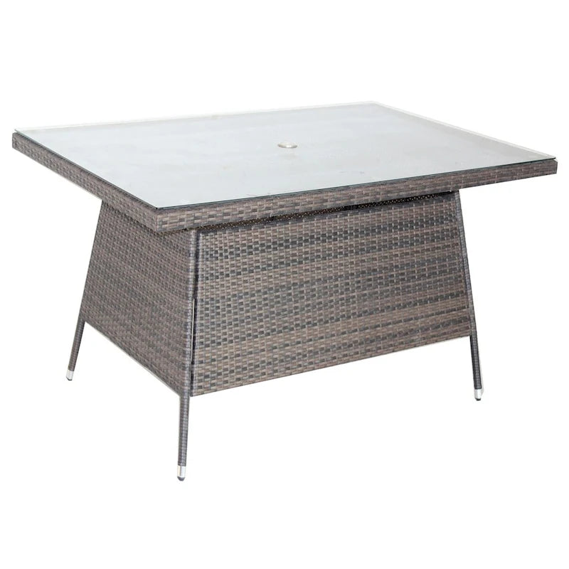 Table de salle à manger d'extérieur avec plateau en verre trempé transparent