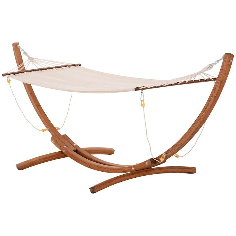 Hamac d'extérieur en bois blanc CUSchoice de 3 m avec support - 128 cm L x 46,5 cm l x 47,25 cm H