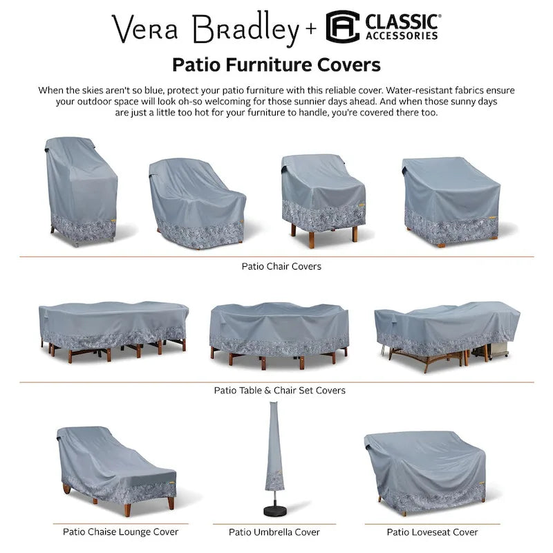 Housse imperméable multi-usages Vera Bradley par Classic Accessories, 254 x 178 x 64 cm, Gris Toile Forêt Tropicale