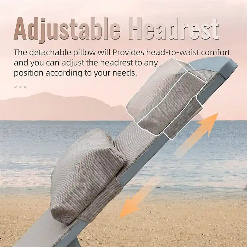 Ensemble de 3 chaises longues de patio, chaises longues avec 5 positions réglables (2 chaises longues + 1 table)