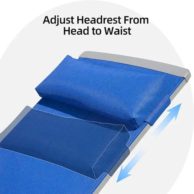 Ensemble de 3 chaises longues de patio, chaises longues avec 5 positions réglables (2 chaises longues + 1 table)