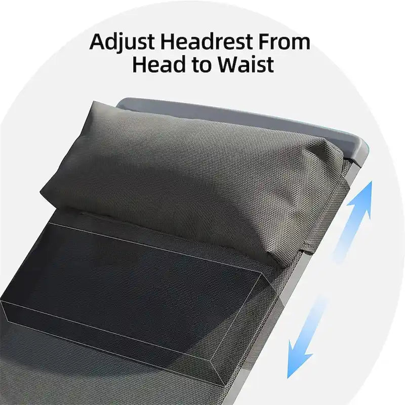 Ensemble de 3 chaises longues de patio, chaises longues avec 5 positions réglables (2 chaises longues + 1 table)