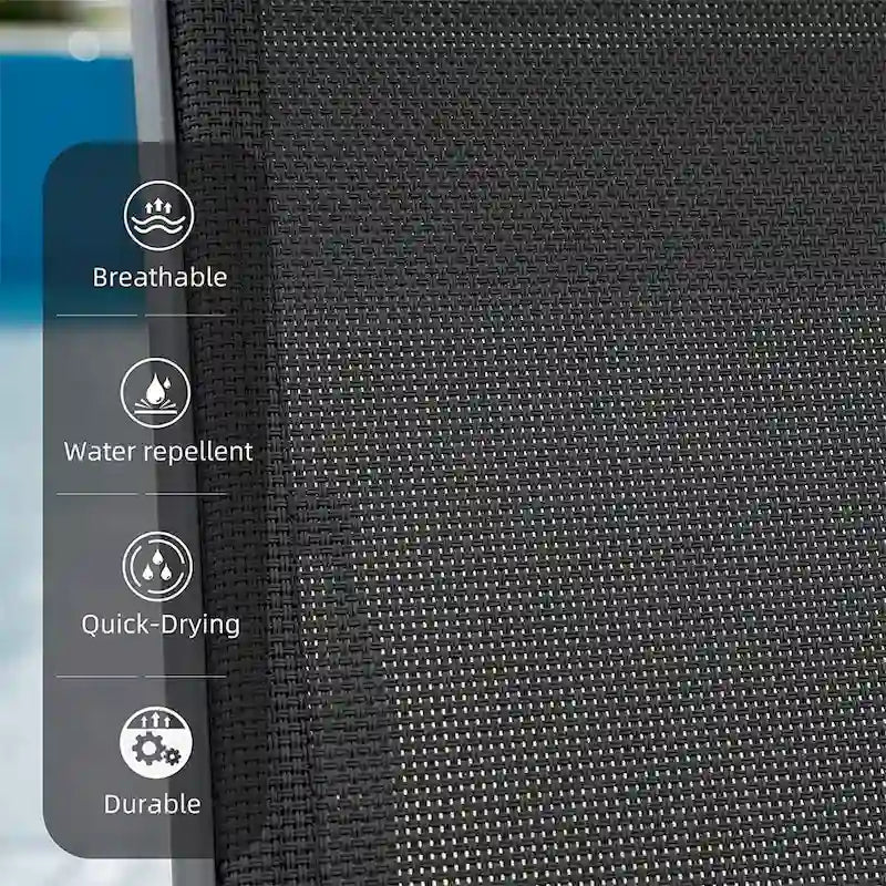 Ensemble de 3 chaises longues de patio, chaises longues avec 5 positions réglables (2 chaises longues + 1 table)