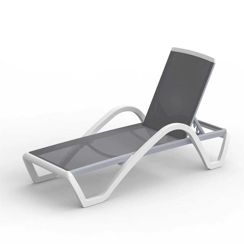 Chaise longue de patio réglable avec accoudoirs, résistante aux intempéries, pour piscine et pelouse (1 chaise longue)